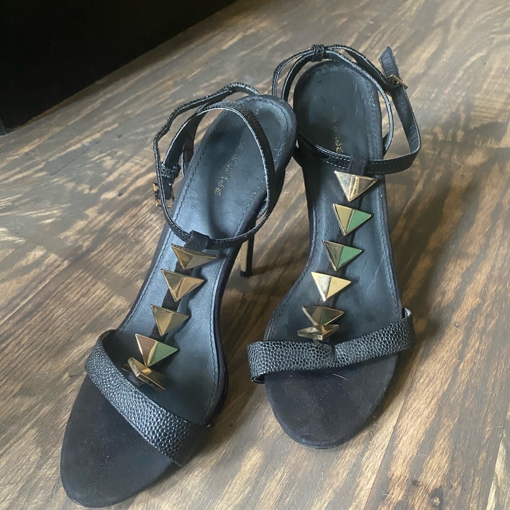 Black Heels with Gold Embellishments